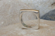Square Band Ring. Sterling Silver Square Ring. Silver Geometric Ring. 925 Sterling Silver Ring. Silver Square Band Ring. Womens Band Ring
