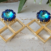 Square Blue Earrings. Big Earrings. Rebeka Earrings. Geometric Earrings.modern Earrings.blue Stud Earrings. Large Stud Earrings For Woman