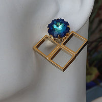 Square Crystal Earrings. Big Earrings. Rebeka Earrings. Wedding Jewelry. Handmade Earrings.art Deco Earrings.statement Jewelry For Brides