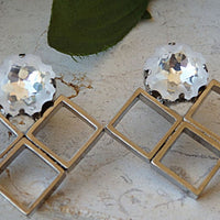 Square Crystal Earrings. Big Earrings. Rebeka Earrings. Wedding Jewelry. Handmade Earrings.art Deco Earrings.statement Jewelry For Brides