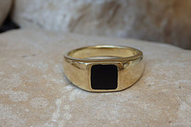 Square Onyx Signet Ring. Goldfilled Ring. Women Signet Ring. Rings For Him Her. Gold Onyx Ring. Black Stone Ring.onyx Mens Signet Gold Ring