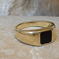 Square Onyx Signet Ring. Goldfilled Ring. Women Signet Ring. Rings For Him Her. Gold Onyx Ring. Black Stone Ring.onyx Mens Signet Gold Ring
