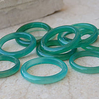 Stacking Ring Set. Agate Ring. Agate Band. Green Agate Band Ring. Stackable Ring. Stacking Ring. Natural Stone Band. Stack Ring.carved Ring