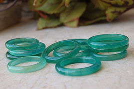 Stacking Ring Set. Agate Ring. Agate Band. Green Agate Band Ring. Stackable Ring. Stacking Ring. Natural Stone Band. Stack Ring.carved Ring