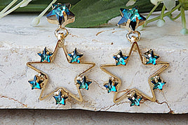 Star Earrings. Blue Earrings. Rebeka Earrings.something Blue. Dangly Earrings.blue Rhinestone Earrings.starfish Earrings. Accent Earrings