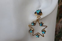 Star Earrings. Blue Earrings. Rebeka Earrings.something Blue. Dangly Earrings.blue Rhinestone Earrings.starfish Earrings. Accent Earrings