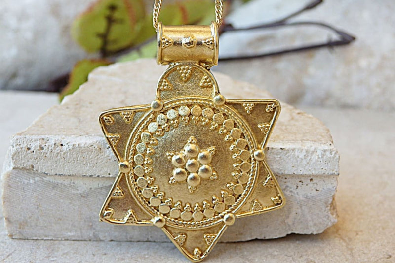 14kt Gold Solid Star of David Necklace by Alef Bet: Choice of Chain Length