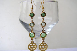 Star Of David Earrings. Drop And Dangle . Jewish Jewelry. Israel Jewelry. Jewish Star Earrings. Green Rebeka Long Chandelier Earrings