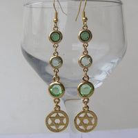 Star Of David Earrings. Drop And Dangle . Jewish Jewelry. Israel Jewelry. Jewish Star Earrings. Green Rebeka Long Chandelier Earrings