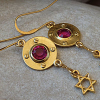 Star Of David Earrings. Gold Jewish Jewelry. Blush Pink Rebeka Earrings. Dangle Jewish Symbolic Earrings.magen David Earrings Gift Idea