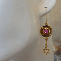 Star Of David Earrings. Gold Jewish Jewelry. Blush Pink Rebeka Earrings. Dangle Jewish Symbolic Earrings.magen David Earrings Gift Idea
