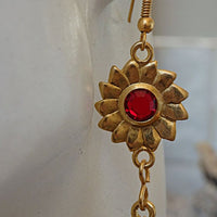 Star Of David Earrings. Gold Jewish Jewelry. Red Rebeka Earrings. Drop Jewish Symbolic Earrings. Magen David Star Charms Jewelry Gift