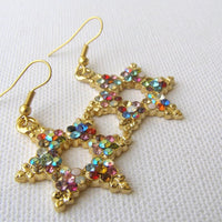Star Of David Earrings. Jewish Star Jewelry. Multicolored Rebeka Charms Kabbalah Earrings. Gold Star Of David Drop Earrings. Jewish Gift