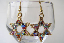 Star Of David Earrings. Jewish Star Jewelry. Multicolored Rebeka Charms Kabbalah Earrings. Gold Star Of David Drop Earrings. Jewish Gift