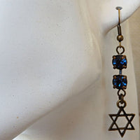 Star Of David Earrings. Montana Blue Rebeka Earrings. Kabbalah Earrings. Jewish Jewelry. Blue Long Earrings. Religious Dangle Earrings