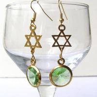 Star Of David Earrings. Rebeka Earrings. Jewish Earrings.jewish Jewelry.jewish.green Earrings.judaica.green Jewel