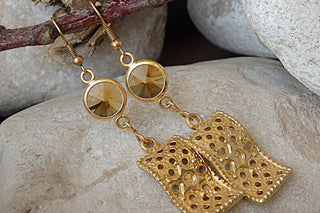 Star Of David Gold Earrings. Rebeka Star Of David Earrings. Kabbalah Earrings. Jewish Jewelry. Israel Jewelry. David Star Dangle Earrings
