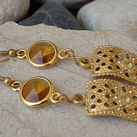 Star Of David Gold Earrings. Rebeka Star Of David Earrings. Kabbalah Earrings. Jewish Jewelry. Israel Jewelry. David Star Dangle Earrings