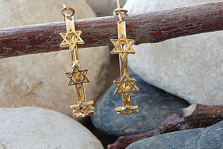 Star Of David Hoop Earrings. Gold Hoop Earrings. Jewish Earrings. Jewish Star Hoops. Judaica Hoop Earrings For Women Gift For Women Wife