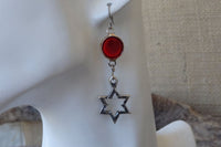 Star Of David Jewelry.star Of David Earrings.judaica Jewelry.jewish Earrings.red Enamel Star Earrings.religious Earrings