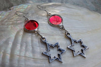 Star Of David Jewelry.star Of David Earrings.judaica Jewelry.jewish Earrings.red Enamel Star Earrings.religious Earrings