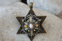 Star Of David Jewelry. Jewish Charms Pendant Necklace. Statement Magen David Pendant. Brass Necklace. Judaica Jewelry. Religious Necklace