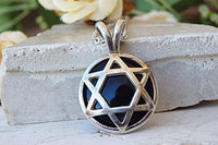 Star Of David Necklace. Two Sided Necklace. Onyx Necklace. Silver Sterling Necklace For Men Women. Double Sided Necklace. Holy Land Jewelry