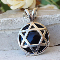 Star Of David Necklace. Two Sided Necklace. Onyx Necklace. Silver Sterling Necklace For Men Women. Double Sided Necklace. Holy Land Jewelry