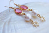 Star Of David Rebeka Earrings. Jewish Charm Dangle Earrings. Star Of David Jewelry. Magen David Long Earrings. Pink And Pearl Earrings