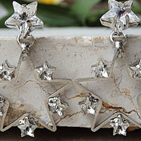 Star Shaped Earrings. Diamond Like. Rebeka Earrings. Cool Jewelry. Crystal Silver Earrings.starfish Wedding.bridal Shooting Star Earrings