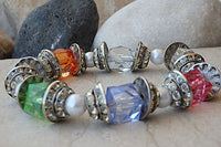 Stretched Bracelet. Rebeka Bangle. Multi Color Bracelet. Pearl Bracelet. Beaded Bracelet. Acrylic Plastic Flexible Beaded Bracelet.bangle