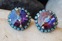 Stud Earrings. Blue Stud Earrings. Rhinestone Turquoise Post Eattings. Vintage Style Ab Blue Stud Earrings. Bridesmaid Stud Earrings For Her