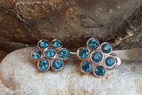 Rebeka Clip Earrings. Rose Gold Clip On Earrings. Flower Clipon Earrings. Small Earrings. Non Pierced Earrings. Bride Turquoise Earrings