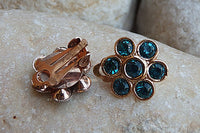 Rebeka Clip Earrings. Rose Gold Clip On Earrings. Flower Clipon Earrings. Small Earrings. Non Pierced Earrings. Bride Turquoise Earrings