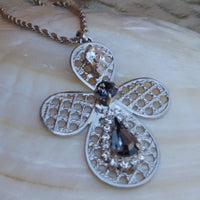 Rebeka Cross Necklace. Silver Cross Pendant. Cross Jewelry. Silver Rounded Cross Necklace. Flower Statement Necklace & Rebeka Necklace
