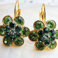 Rebeka Drop Earrings. Green And Emerald Crystal Earrings