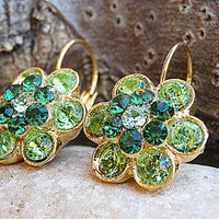 Rebeka Drop Earrings. Green And Emerald Crystal Earrings