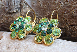 Rebeka Drop Earrings. Green And Emerald Crystal Earrings