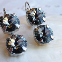 Rebeka Drop Earrings. Smokey Gray Crystal Earrings. Grey Stone Rhinestone Earrings. Cocktail Jewelry. Estate Jewelry For Women. Gift Idea