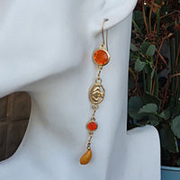Rebeka Earrings. Orange Earrings. Orange Jewelry. Claddagh Earrings. Claddagh Jewelry