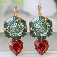 Rebeka Emerald And Red Drop Earrings