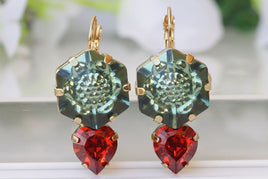 Rebeka Emerald And Red Drop Earrings