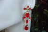 Rebeka Heart Earrings. Red White Earrings. Unique Earrings. Chandelier Earrings. Red Crystal Earrings. Romantic Ruby Bridesmaid Earrings