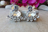 Rebeka Rhinestone Earrings. Silver Crystal Earrings. Cluster Earring. Wedding Party Gift. Diamond Like. Bridesmaid Jewelry. Prom Earrings