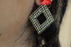 Rebeka Rhombus Post Earrings. Red Gemstone Earrings. Gold And Black Earrings. Geometric Earrings. Black Red Rebeka Rhombus Earrings