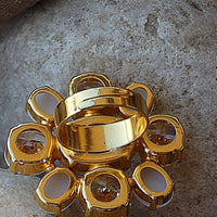 Rebeka Stacking Rings. Adjustable Crystal Ring .clear And Pearl Rebeka Gold Ring. Big Flower Ring .multistone Ring. Bride Ring.