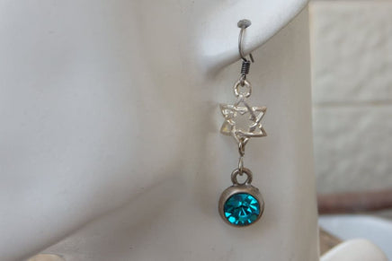 Rebeka Star Of David Earrings. Star Of David Turquoise Earrings. Jewish Jewelry. Jewish Gift. Silver Dangle Earrings. Blue Magen David