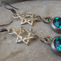 Rebeka Star Of David Earrings. Star Of David Turquoise Earrings. Jewish Jewelry. Jewish Gift. Silver Dangle Earrings. Blue Magen David
