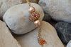 Tassel Necklace . Rebeka Necklace. Fire Orange Peach Beaded Work Jewelry. Ball Necklace Pendant.fringes Hand Made Crafted Gold Necklace.