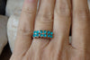 Teal Rebeka Ring. Adjustable Rectangle Ring. Rebeka Crystal Ring. Blue Rhinestone Ring. Rebeka Gemstone Gold Ring. Rose Gold Ring